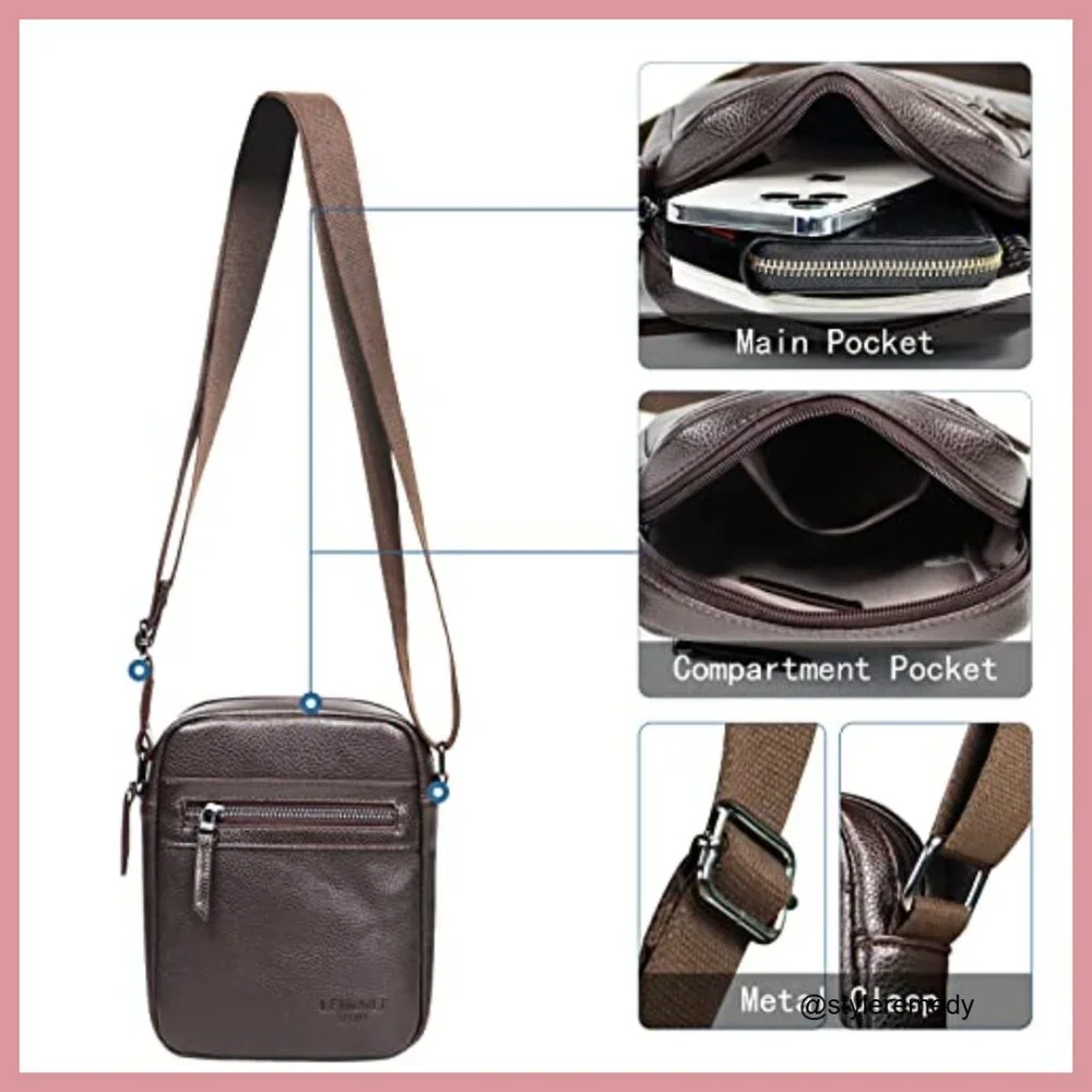 PU Leather Crossbody Messenger Bag with Adjustable Strap
